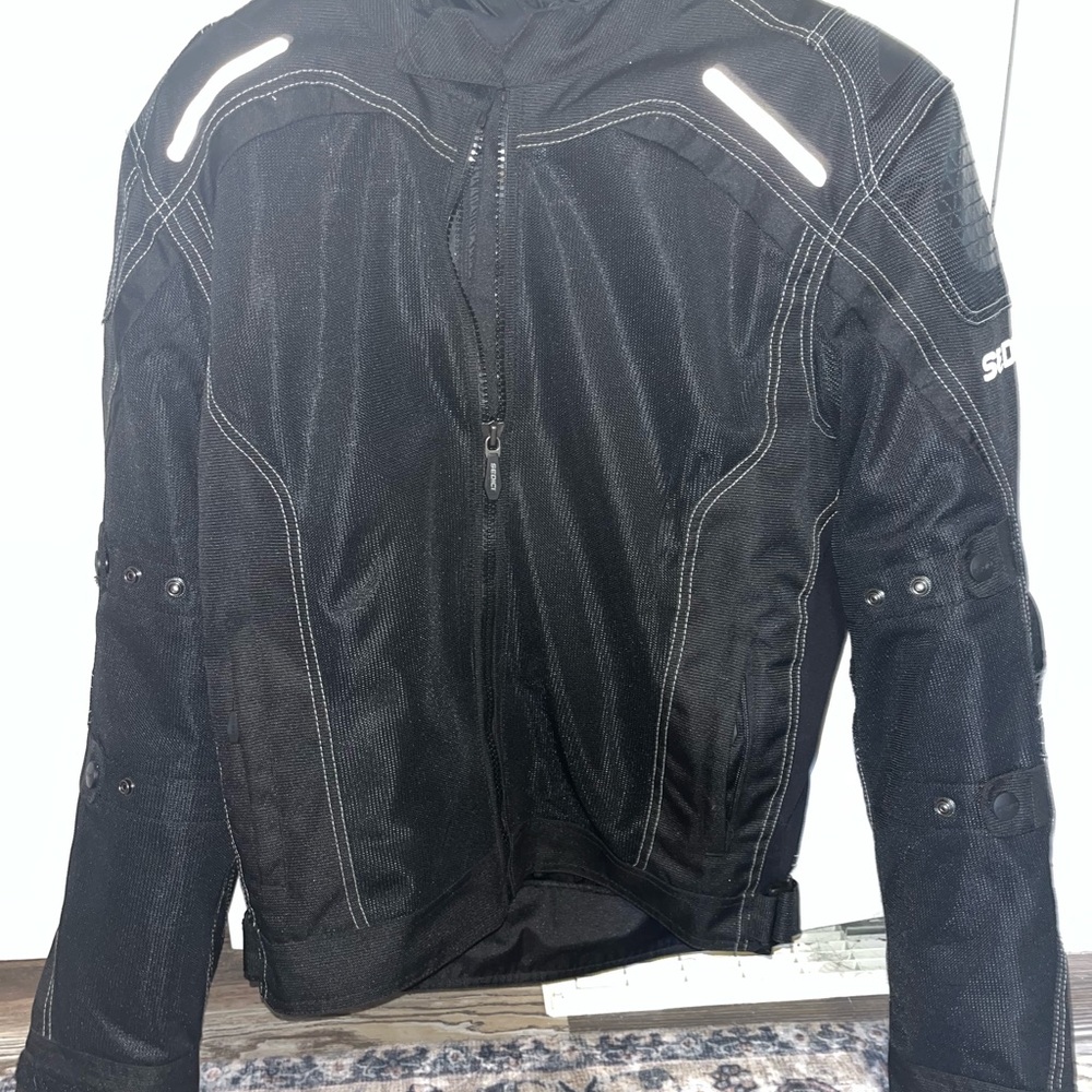 Black Performance Jacket with Padded Protection and Ventilation